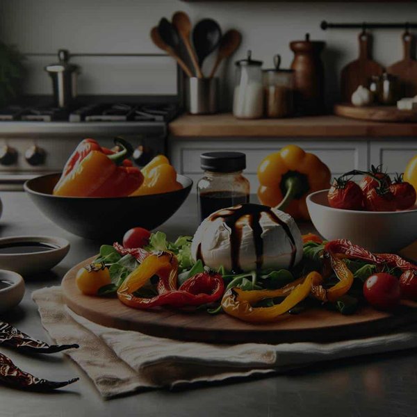How to Create a Gourmet Burrata Salad with Roasted Peppers and Balsamic Glaze?